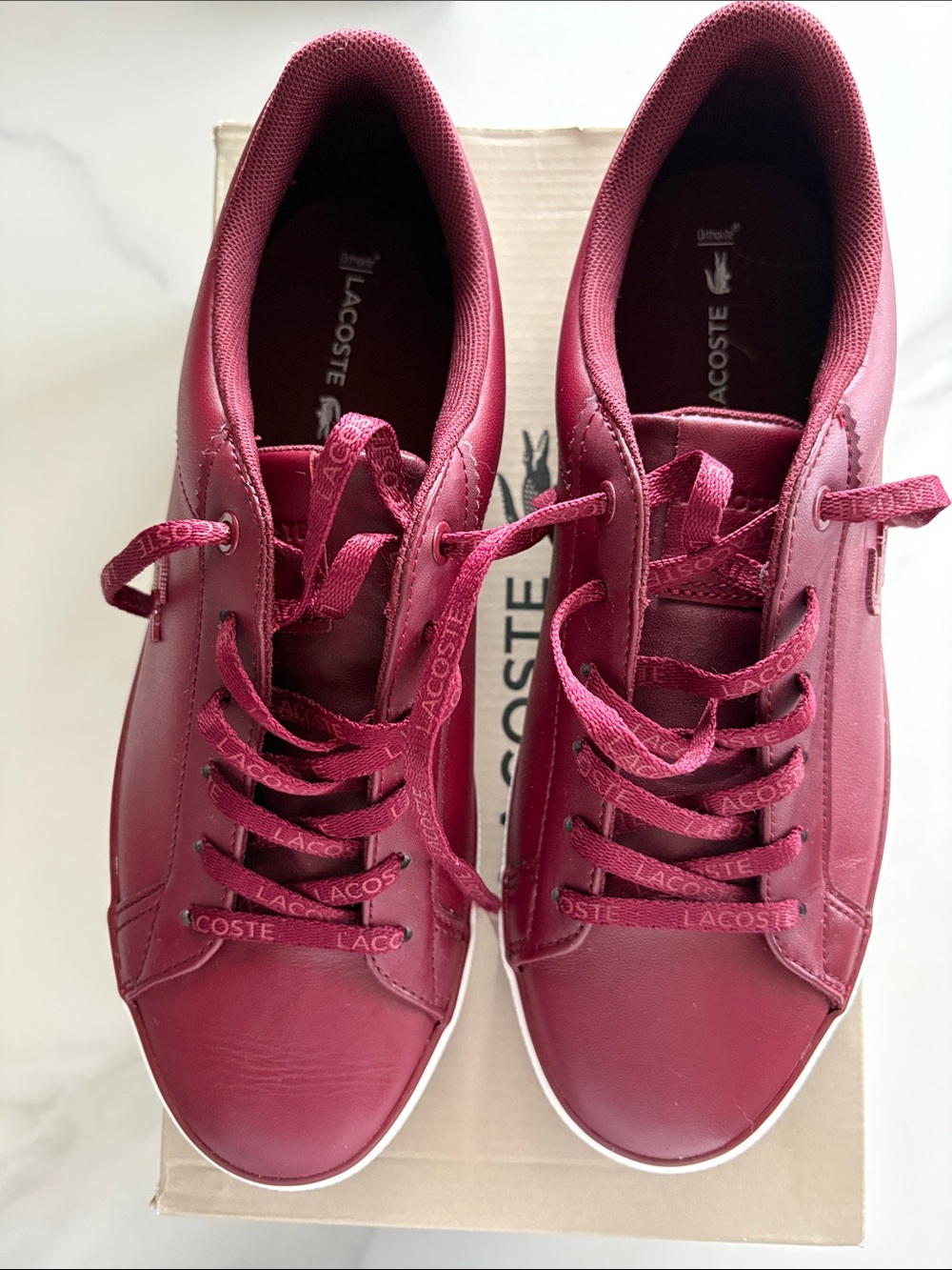 Lacoste Women's Burgundy Lace-Up Sneakers